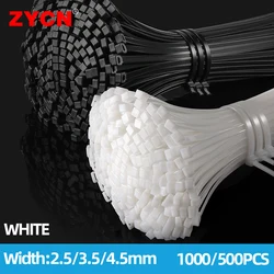 250/1000PCS High Strength Self-Locking Plastic Nylon Tie Wire Zip Wraps 4X200MM Industrial Cable Tie Strap Fasteners 2.5X100