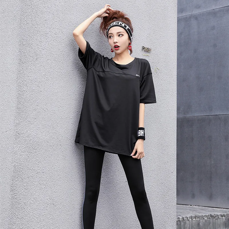New Women Yoga 3 Pieces Tracksuits Loose T Shirt+Bra+Leggings Outdoor Sports Running Quick Dry Breathable Plus Size Sports Sets