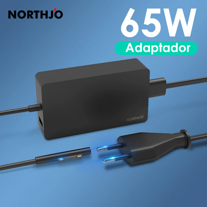 Imagem -01 - Northjo 65w 15v 4a Adaptador de Alimentação Carregador para Novo Microsoft Surface Pro x Superfície Livro Portátil go A1706