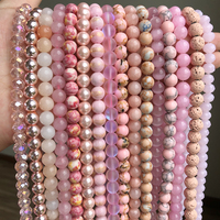 6mm 8mm Natural Stone Rose Quartzs Pink Crystal Cat Eye Howlite Jade Round Loose Beads for Jewelry Making DIY Bracelet Wholesale