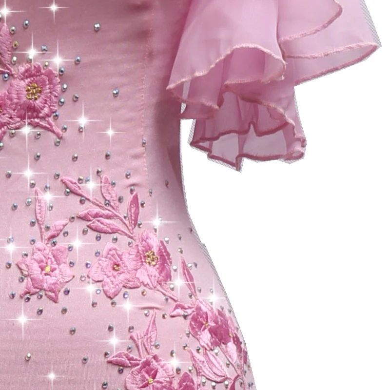 Ballroom Dance Dress Standard Skirt Competition Dress Costumes Performing Dresse Customize Adult Children Pink Embroidered Kids