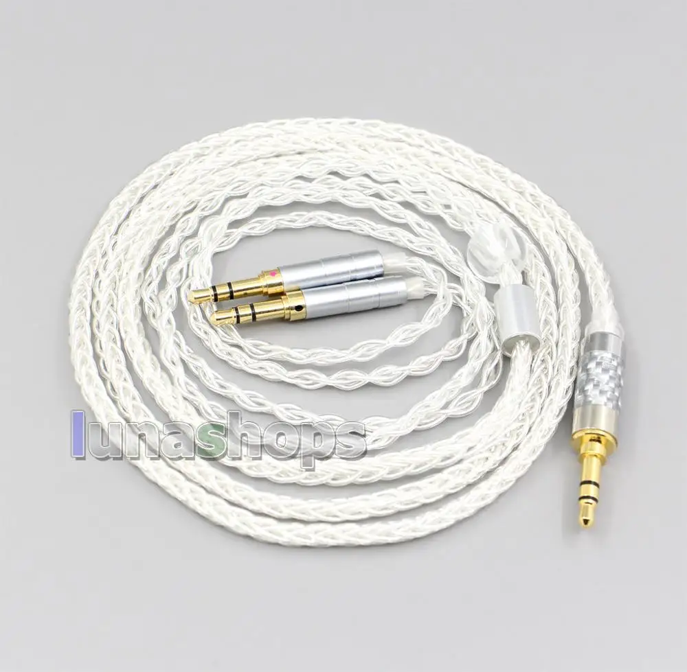 2.5mm 4.4mm XLR 8 Core Silver Plated OCC Earphone Cable For Denon AH-D7200 AH-D5200 AH-D9200 3.5mm Headphone pin LN006568