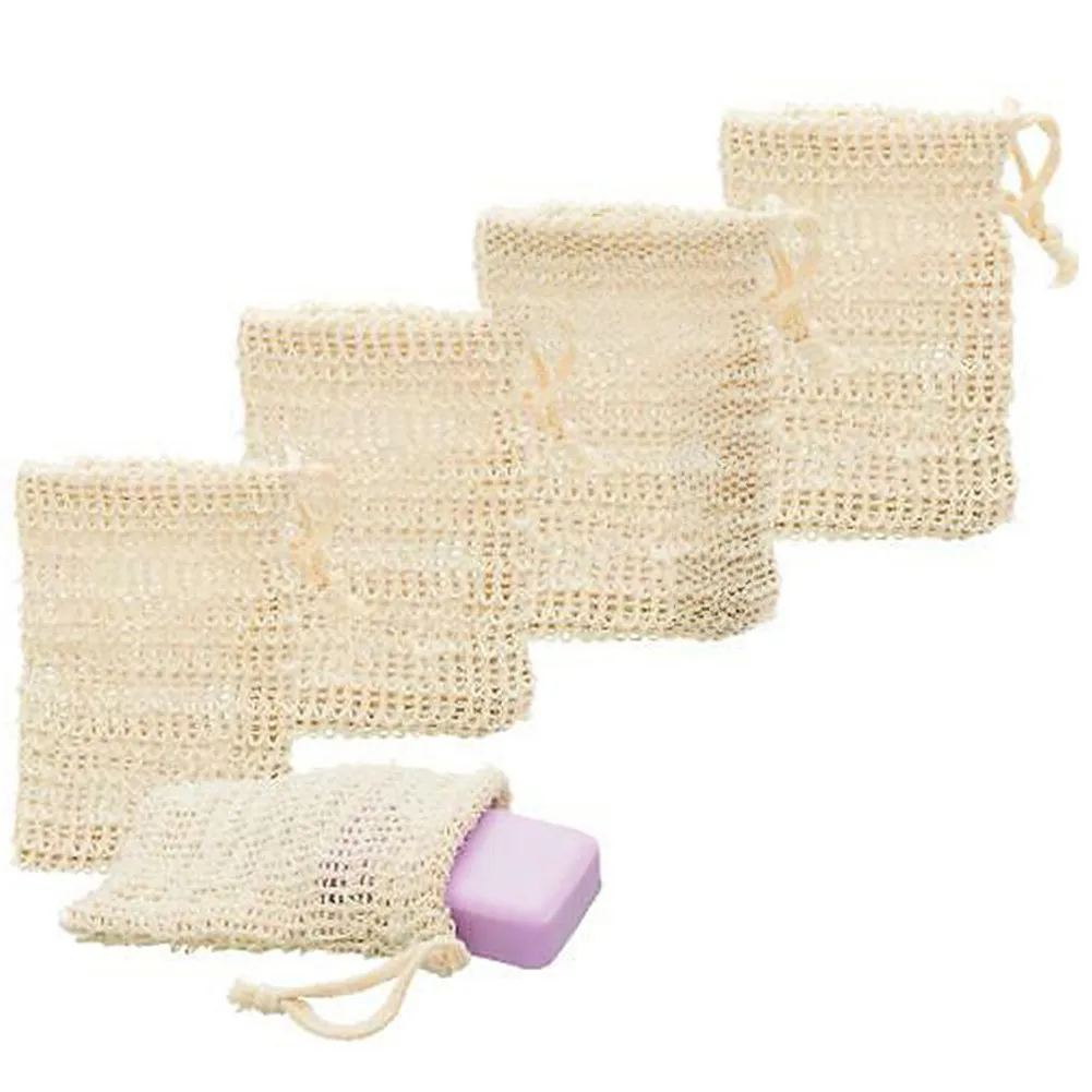 5Pcs Sisal Soap Saver Bag Exfoliating Mesh Pouch Eco Friendly Natural Waste Foaming And Scrubbing Sisal Bag FOR Bathroom