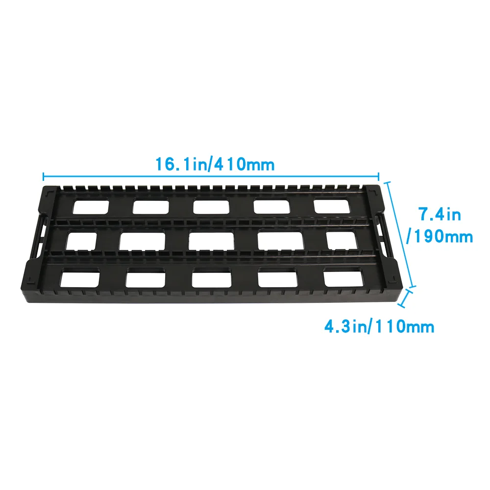 ESD Q-PC7  Safe PCB Storage Rack and Holder 435X160X30mm H-shape 25pcs Anti-static Plastic Black Tray