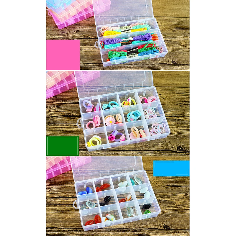 New 24 Slots Colorful Portable Rubber Band Organizer Container Rings Jewelry Storage Box Electronic Parts Screw Plastic Case