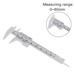 0-80mm Double Scale White Plastic Vernier Caliper with Orange Mini Measurement Tool for Students Antique Measurement