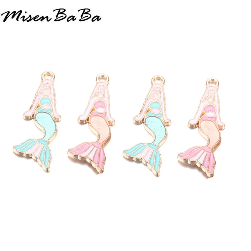 10Pcs/lot Multicolor Mermaid Princess Fish Tail Pendants For Jewelry Making DIY Handmade Tail Enamel Pendant Accessories