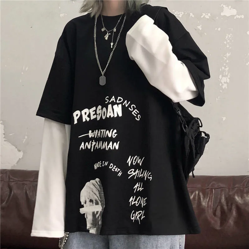 

Fashion Bf Japan Girls Streetwear Sweatshirts Harajuku Tops Pullovers Letter Printed Long Sleeve Fashion Womens Casual Tshirt