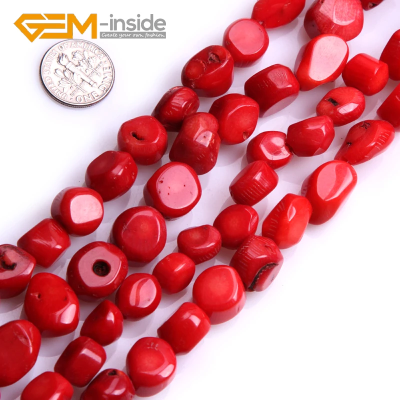 Smooth Potato Freefrom Red Coral Beads Dyed Color For Jewelry Making Strand 15 inches For Bracelet Necklace Wholesale