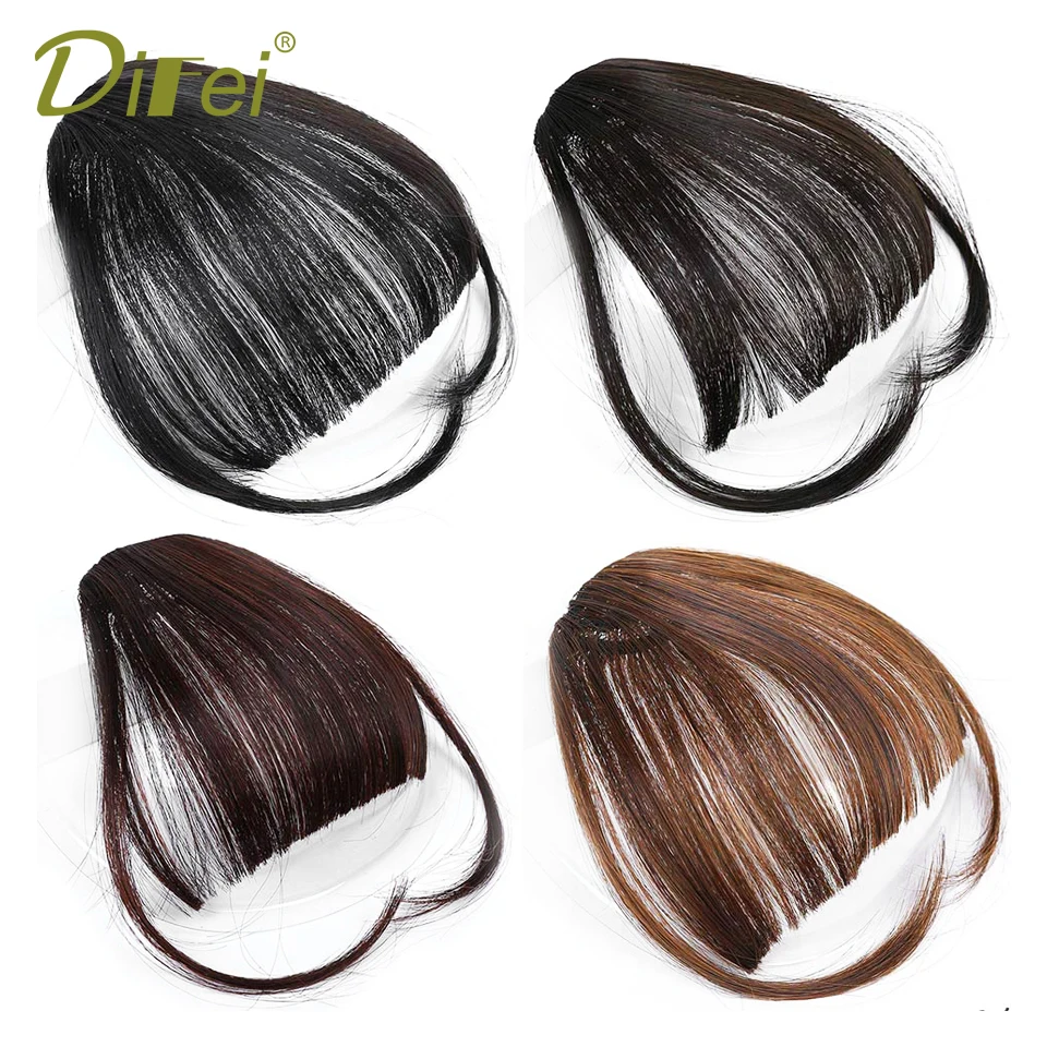 DIFEI Air Bangs Clips In Hair Extension Synthetic Fake Fringes Natural Black Brown Invisible Bang Hairpiece Accessories For Girl