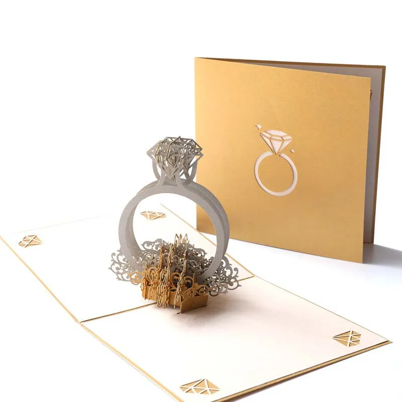 Valentine's Day Diamond Ring Anniversary Greeting Card 3D Pop-Up Wedding Invitations Party Decoration Gifts Postcard c2827