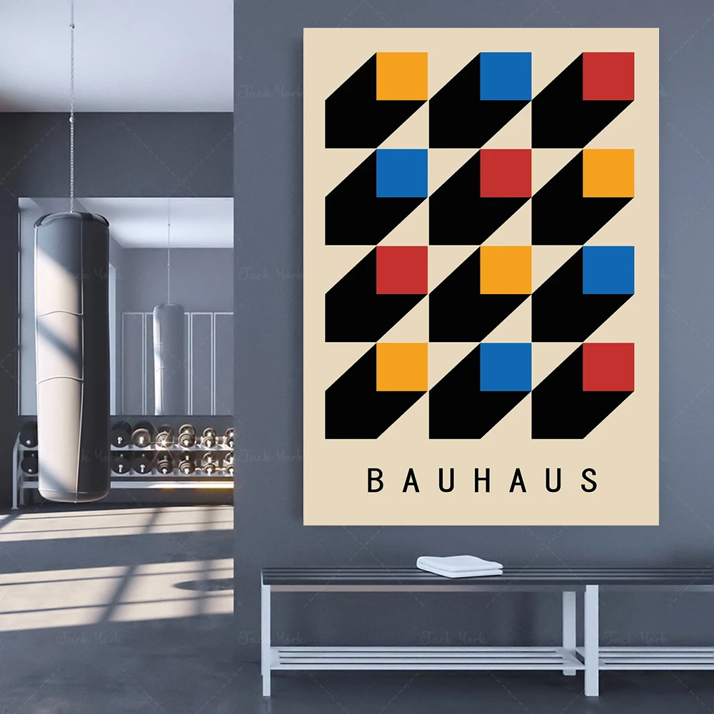 اللوحة الفنية الحديثة باوهاوس بساطتها ملصق المعرض الأصفر طباعة قماش جدار الفن لغرفة المعيشة ديكور المنزل #2