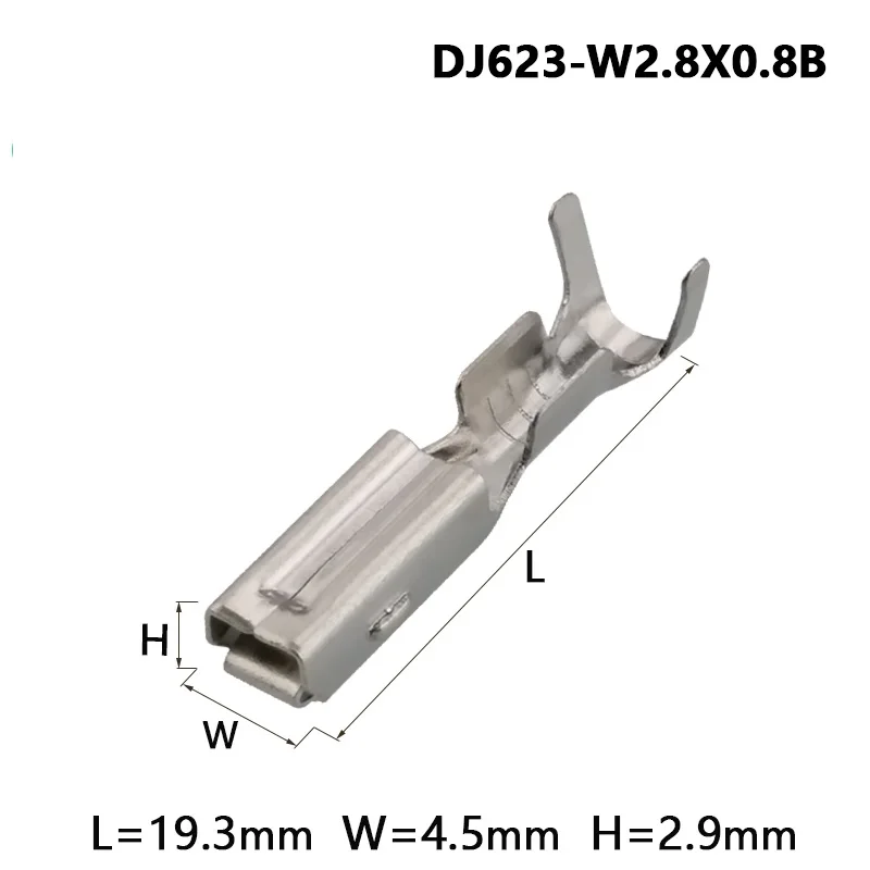 100  Pcs 2.8 MM Automobile Female Connector Tinned Wiring Terminal 2.8 Series Connector Plug In Spring DJ623-W2.8X0.8B