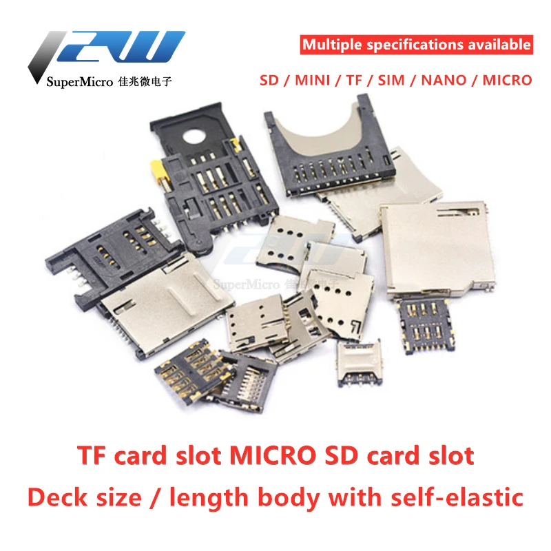 SD / MINI / TF / SIM / NANO / MICRO Card Holder Card Slot Card Tray Size / Length Body with Self-elastic Type (5 Pcs / Lot) 1/2