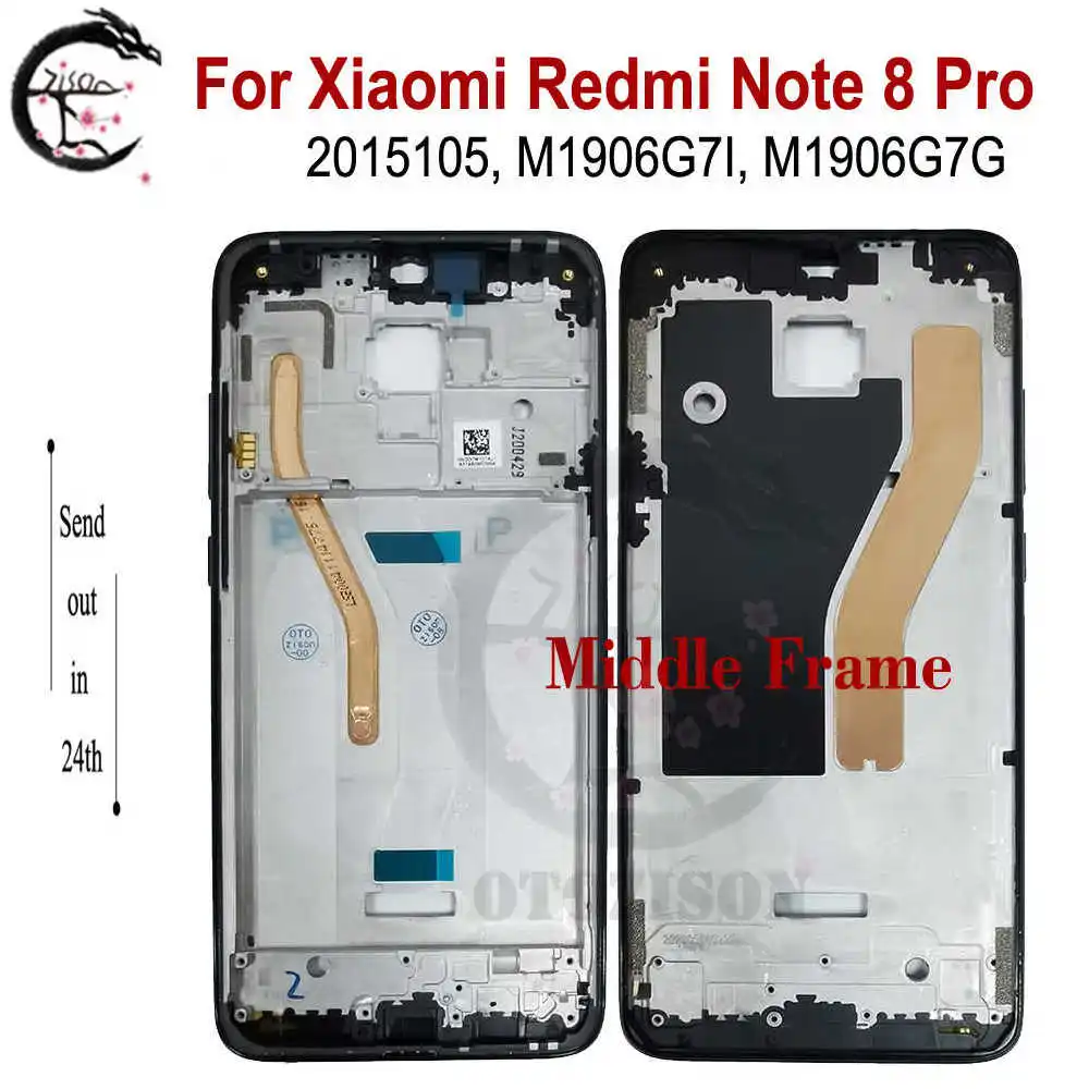 Middle Frame For Xiaomi Redmi Note 8 8T 8 Pro Frame Housing M1908C3XG M1906G7I M1908C3JH Phone Top frame Cover Replacement Parts