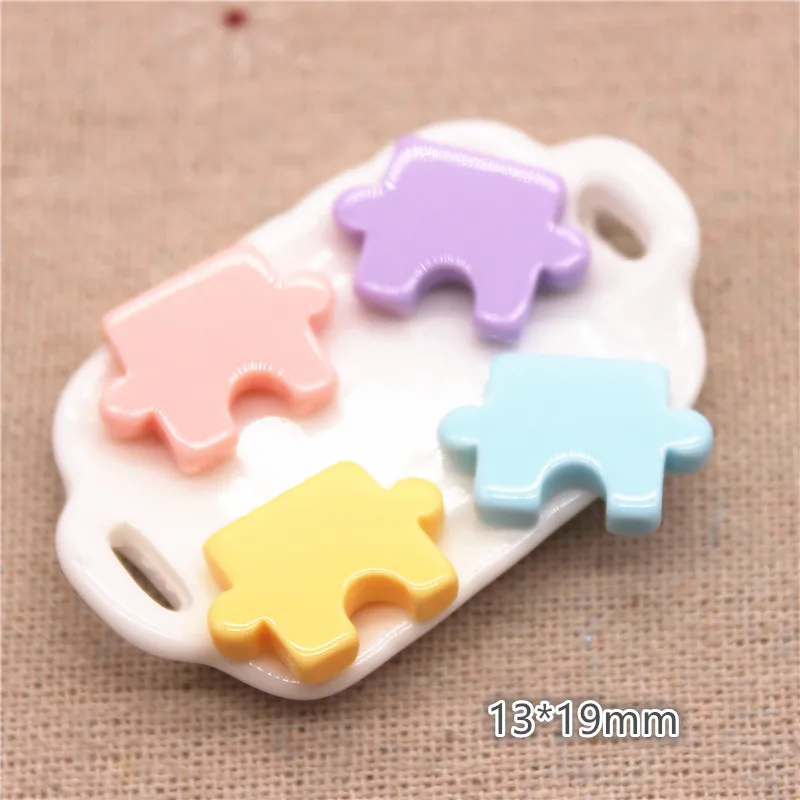 20pcs Mixed Resin Mini Jigsaw Puzzle Flat back Cabochon DIY Craft Scrapbook Jewelry Accessories