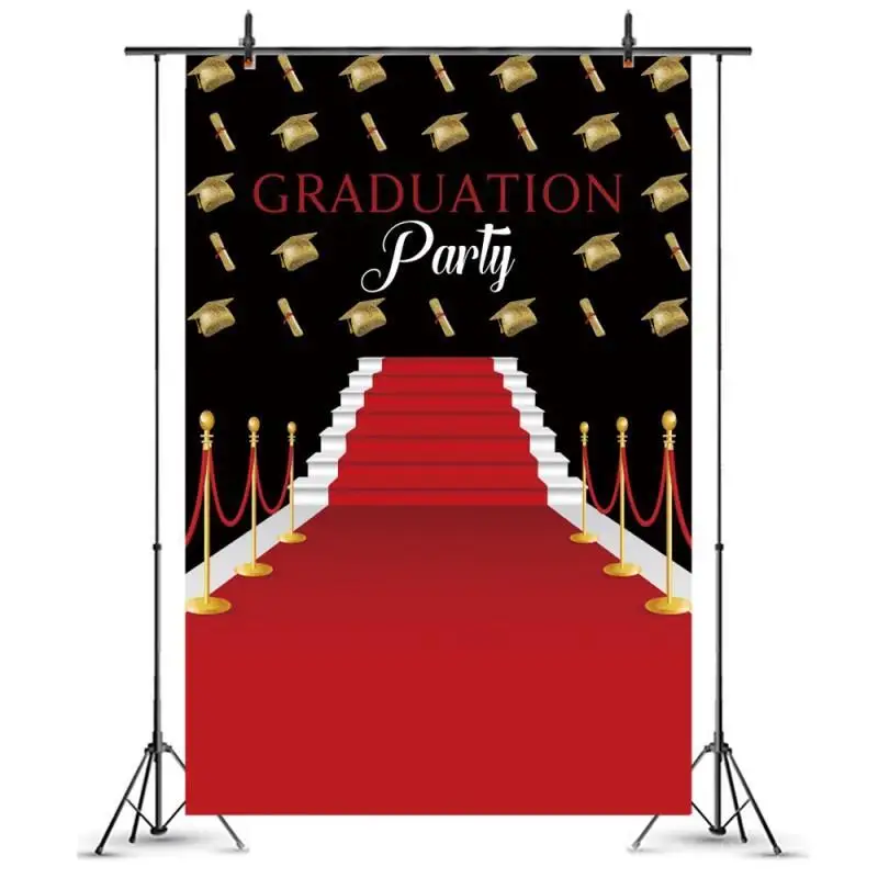 

Graduation Party Red Carpet Bachelor Caps Photography Background College Student Celebration Party Backdrops Photographic