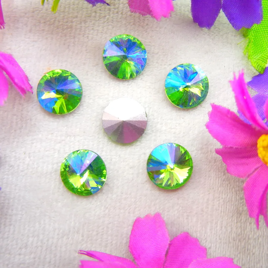 AB Farben 6mm 8mm 10mm 12mm 14mm 16mm 18mm Rivoli Runde Glas-Kristall Aufklebe-Strassperlen Zubehör DIY Verzierung – Detail 11