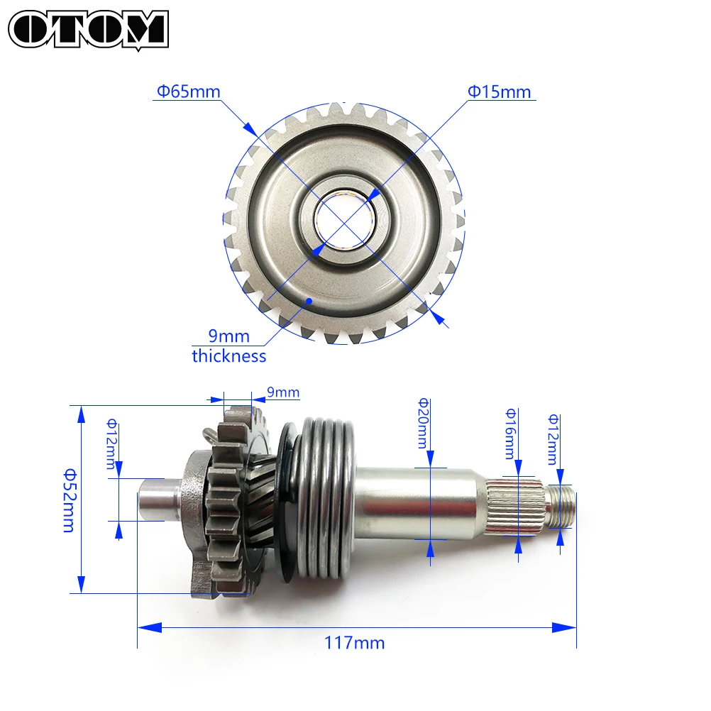 OTOM Motorcycle Kick Start Shaft Axle Assembly Activate Idler Wheel Gear Set For YAMAHA DT230 MT250 2 Stroke 250cc Engine Parts