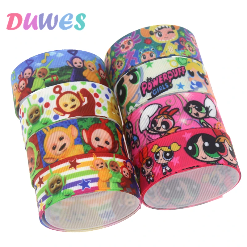 DUWES 50yards cartoon Printed Grosgrain Ribbon Accessory Hairbow Headwear Decoration DIY Wholesale OEM D1250