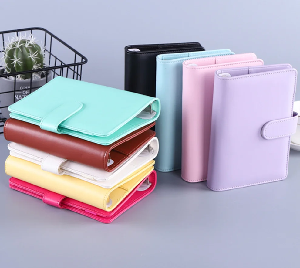 Macaroon Color A6/A5 PU Leather DIY Binder Notebook Cover Diary Agenda Planner Paper Cover School Stationery