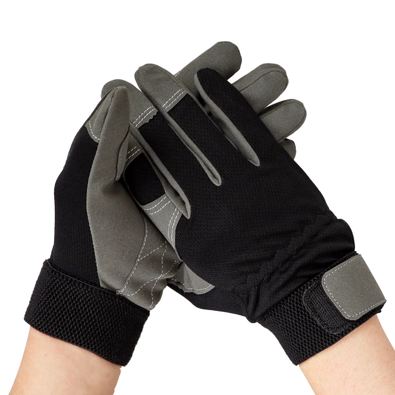 QIANGLEAF Black Microfiber Splicing Outdoor Maintenance Farm Riding Sport Summer Breathable Safety Protection Muslim Gloves 6490