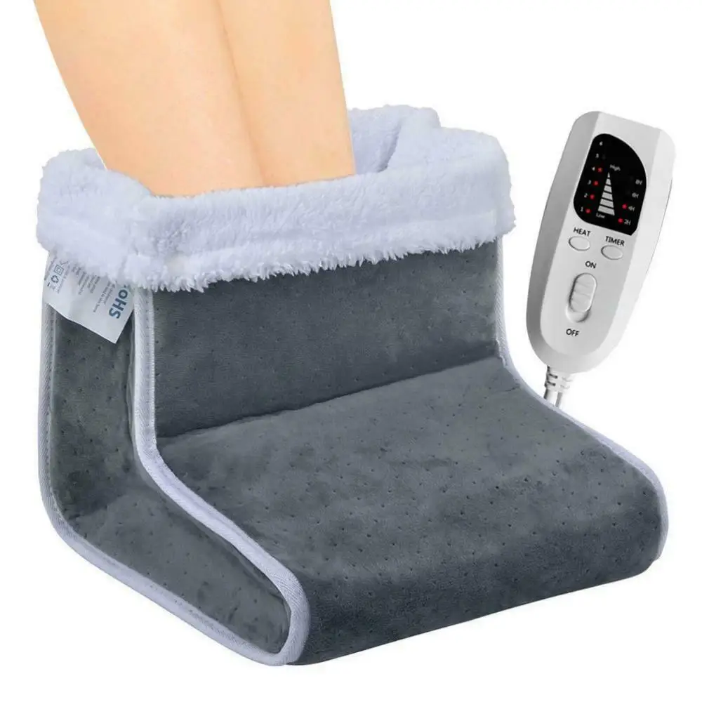 110V - 240V Portable Soft Synthetic Wool Liner and Microplush Cover Washable Electric Foot Warmer Heated Bootie US EU UK AU Plug