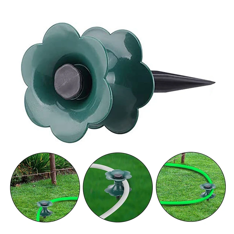 6 Pack Garden Hose Guide Spike,Duty Dark Green Spin Top, Keeps Garden Hose Out of Flower Beds, for Plant Protection