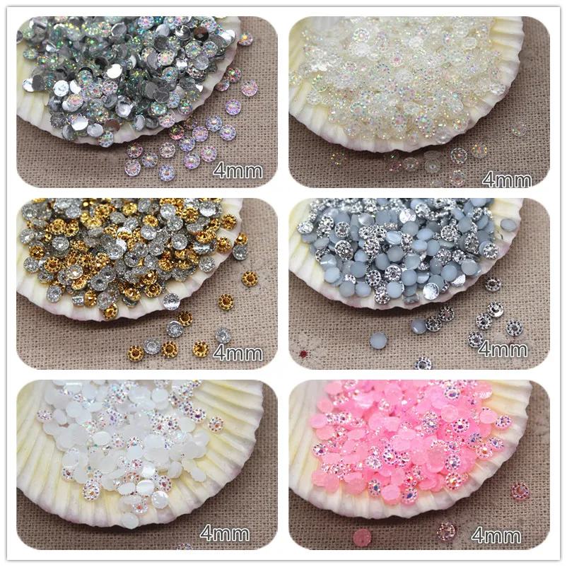 3000 sztuk 4mm Bling żywica Rhinestone okrągły słonecznik Flatback Cabochon kamień DIY biżuteria/Craft dekoracji