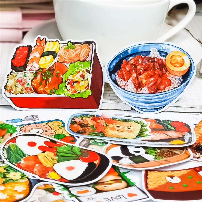 18PCS Cute Japanese Bento Stickers Mobile Phone Stationery Children Gift Book Decorative DIY