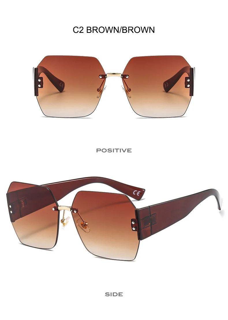OEC-MANAGEMENT CPO Mode Randlose Sonnenbrille Frauen Platz Goggle Gläser Weibliche Marke Trend Blume Beine Shades Uv400 Vintage Brillen – Detail 6