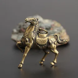Copper Running War Horse Figurines Small Ornaments Vintage Brass Lucky Feng Shui Home Decorations Metal Animal Key Chain Pendant