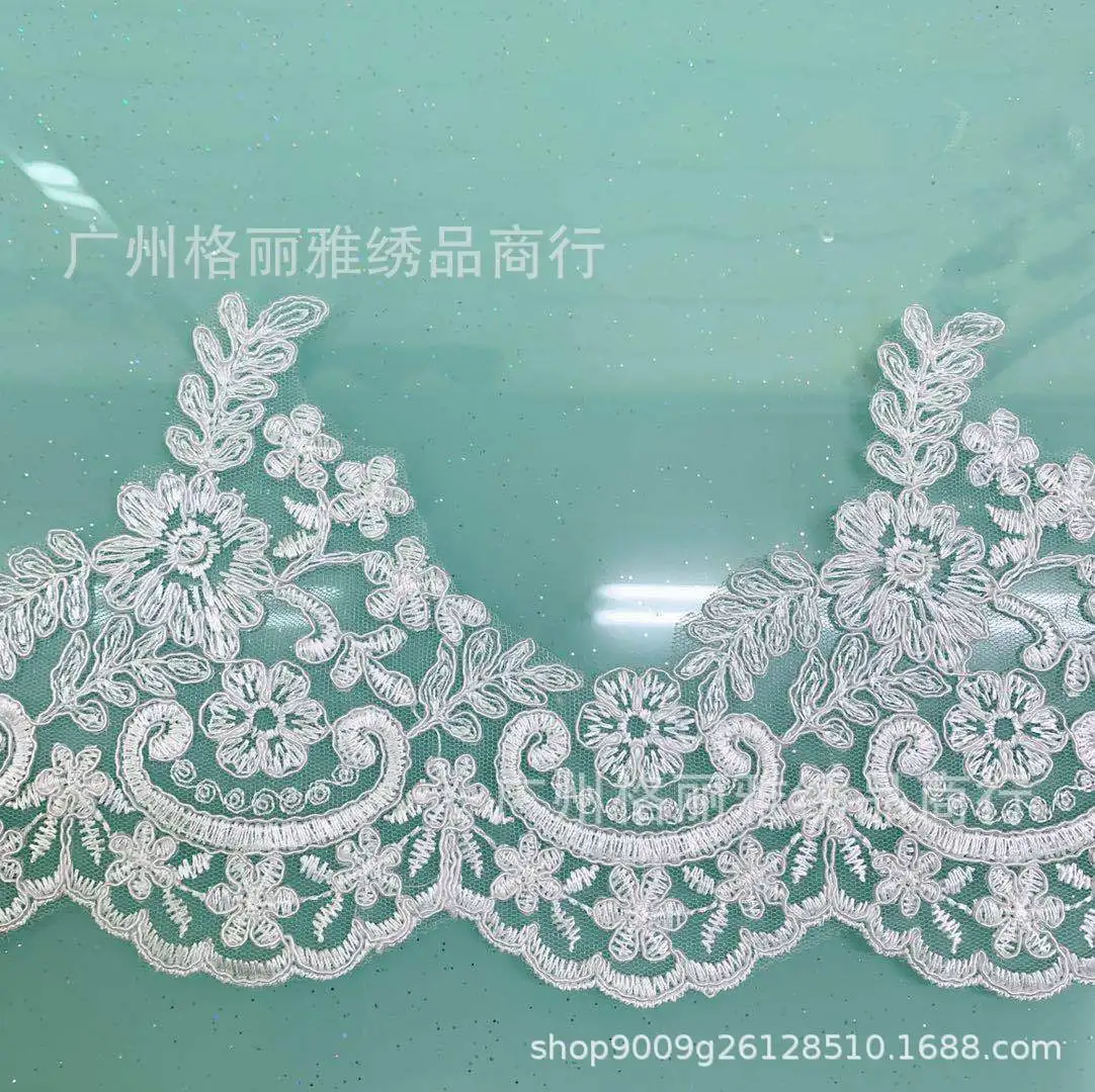 1Yard European-style Ivory Lace Fabrics Wedding Veil Tiara DIY Handmade Jewelry Cording Trims Flower 12.5cm