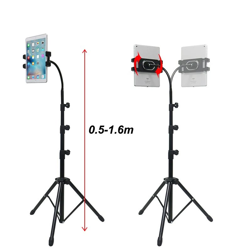 Tripé flexível ajustável para tablet e iphone, suporte de 5 a 12.9 polegadas, para ipad air pro 12.9