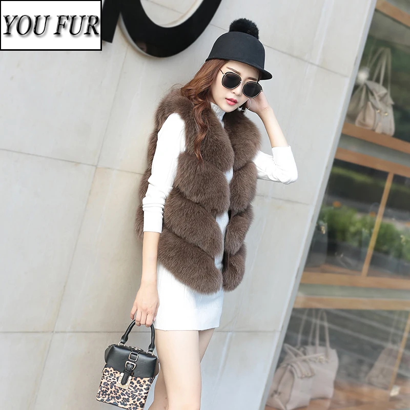 

Women Natural Warm Real Fox Fur Vest Autumn Winter Girls Fashion Fox Fur Vest Genuine Fox Fur Sleeveless Coat Real Fox Fur Gilet