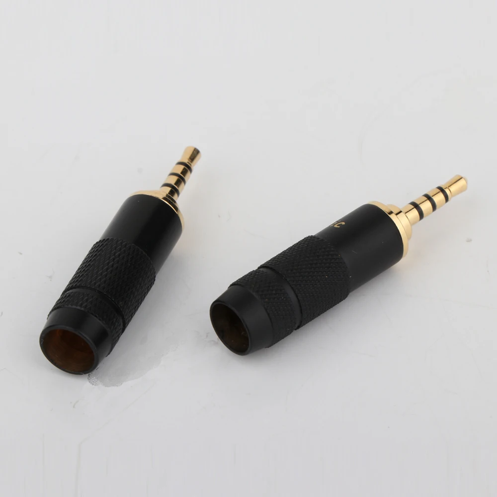 HP100 2,5-mm-Stecker, Audio-Klinkenstecker, 4-polig, vergoldetes Metall, Kopfhörer-Adapter, Löten für DIY-Stereo-Headset-Kopfhörer