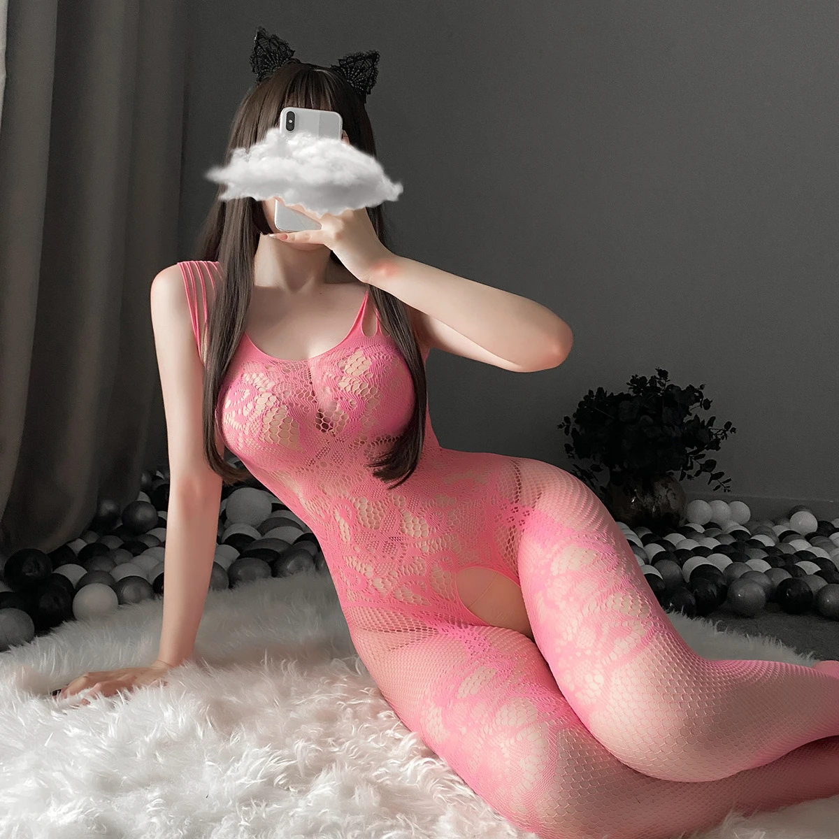 Lady Pink Underwear Sexy Sleepwear Maiden Cosplay Sexy Women Catsuit Girl Friend Jumpsuit Plus Size Lingerie Porno Nightgown