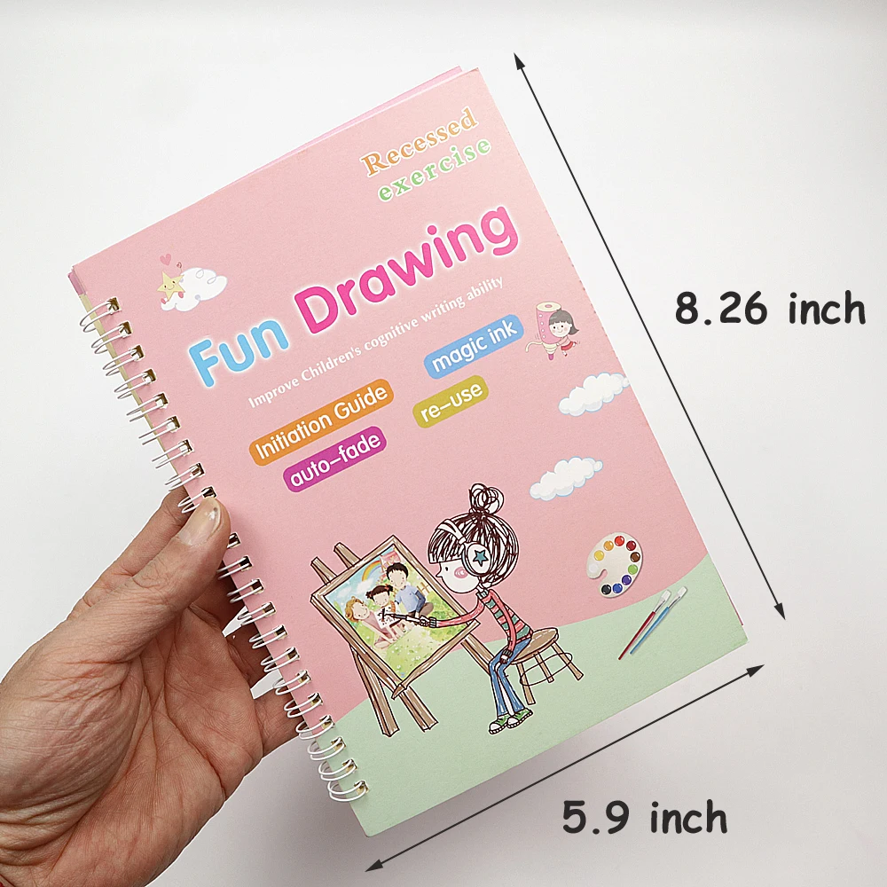 4 pcs/set Magic Copybooks Reusable Groove Picture English Number Lettering Magic Practice Books for Children's