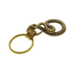 Punk Halloween super fine retro solid brass 3D cobra snake Japanese fish U hook keychains jean chains belt clip FOB EDC