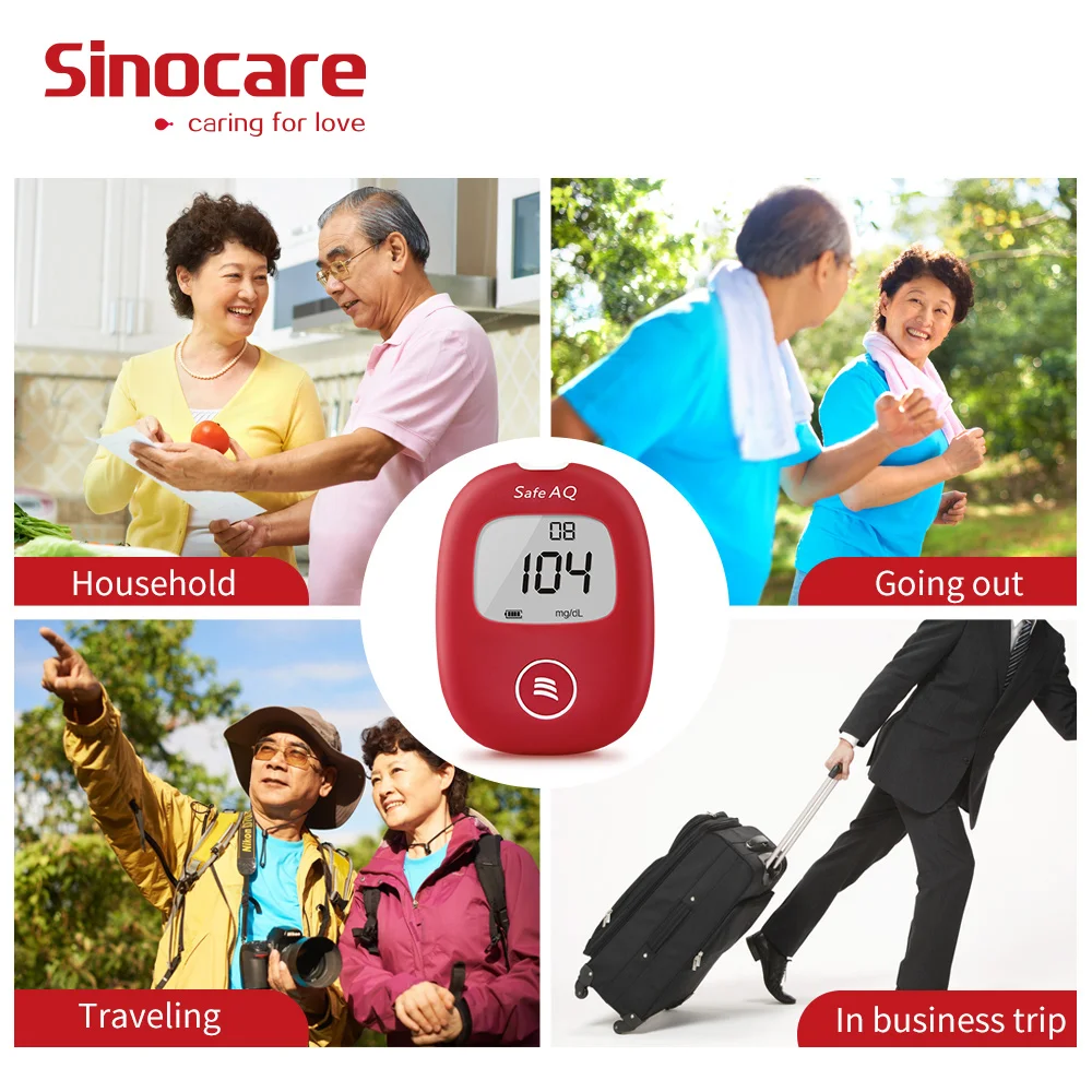 Medical Diabetes Glucometer Microtech  Blood Glucose fast test Sinocare Safe  AQ Smart Blood Glucose Kit &Test Strips