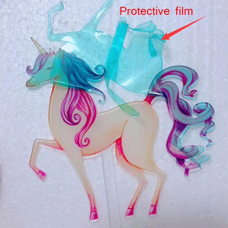 Gold Unicorn Acrylic Cake Topper Flamingo Happy Birthday Cupcake Topper For Baby Shower Mermaid Unicorn Party Cake Decorations image 6