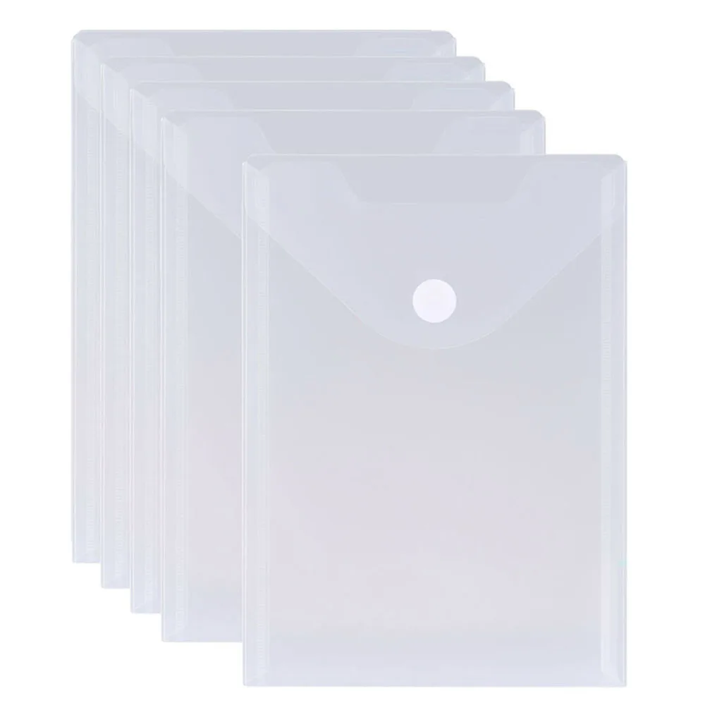 5 Stks/set A5 Clear Document Mappen Poly Enveloppen Met Klittenband Sluiting Plastic Factuur Ontvangsten Pouch Organizer Tassen Top Opening