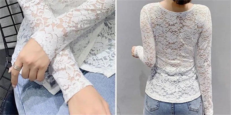 Tops sexys para mujer, camisa de encaje con cuello en V de manga larga cruzada, ajustada, Base que combina con todo, camisa de moda para mujer, top para mujer de primavera y otoño