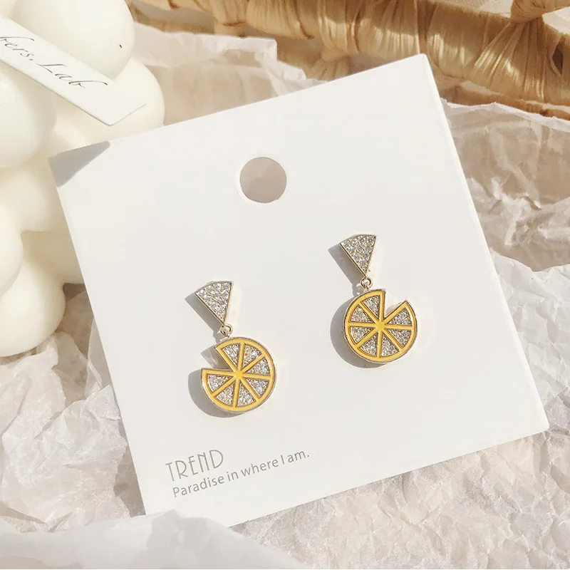 Pendientes sencillos de Japón y Corea del Sur para mujer, aretes de piña, fruta, rebanada de limón, estilo festivo, 2020