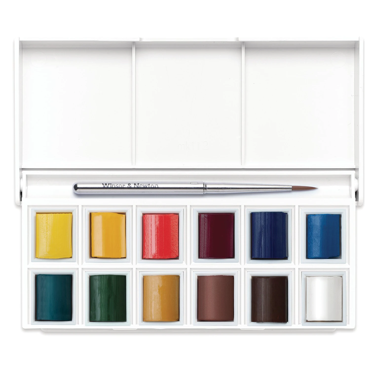 Winsor&Newton cotman solid WaterColor Paint Pigment Pocket Set 12 half pans and a brush pen