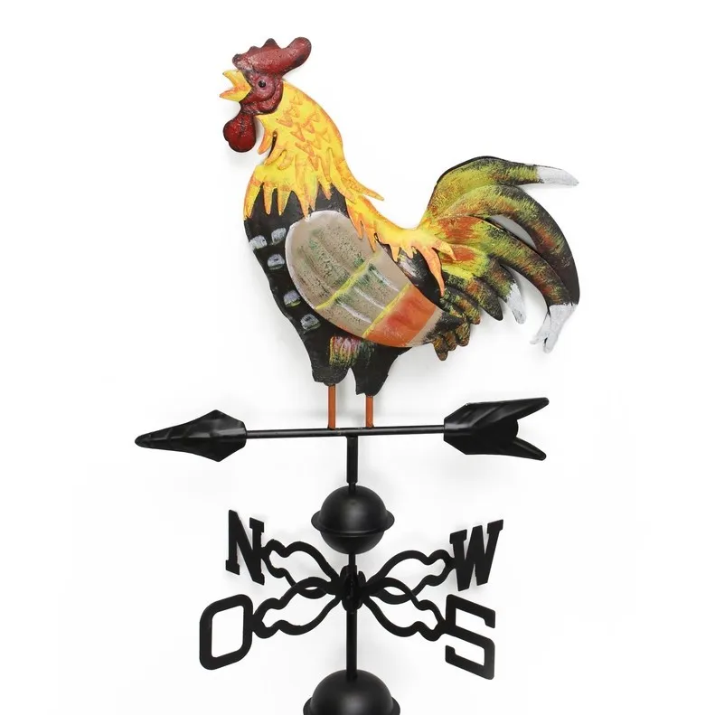 Painted Cock Farm Home Weather Vane Wind Direction Indicator Yard Measuring Tools for Outdoor Cock Animal Bracket Decor Craft