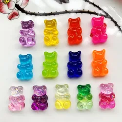 20pcs 19*11MM scintillanti dolci gommosi orso gradiente colore Flatback resina cabochon charms per accessori copricapo