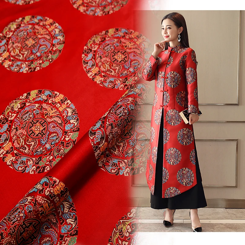 Satin fabric Brocade jacquard fabrics Silk costume material DIY damask fabric for sewing cheongsam and kimono