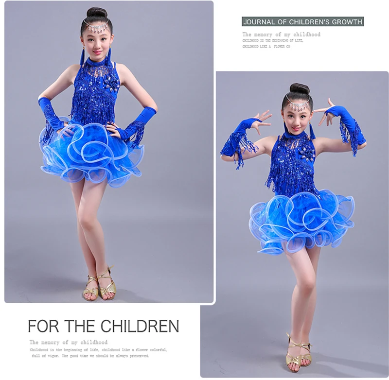 Ballroom dance competition kids dancing dresses kids latin dress practice wear skirts child flamengo stage costumes for girls