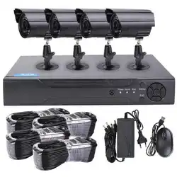 Wired CCTV System 4CH DVR 4pc 1080P Analog Camera AHD Kit 4pcs IR Night Vision Motion Detect Video Surveillance Outdoor Security